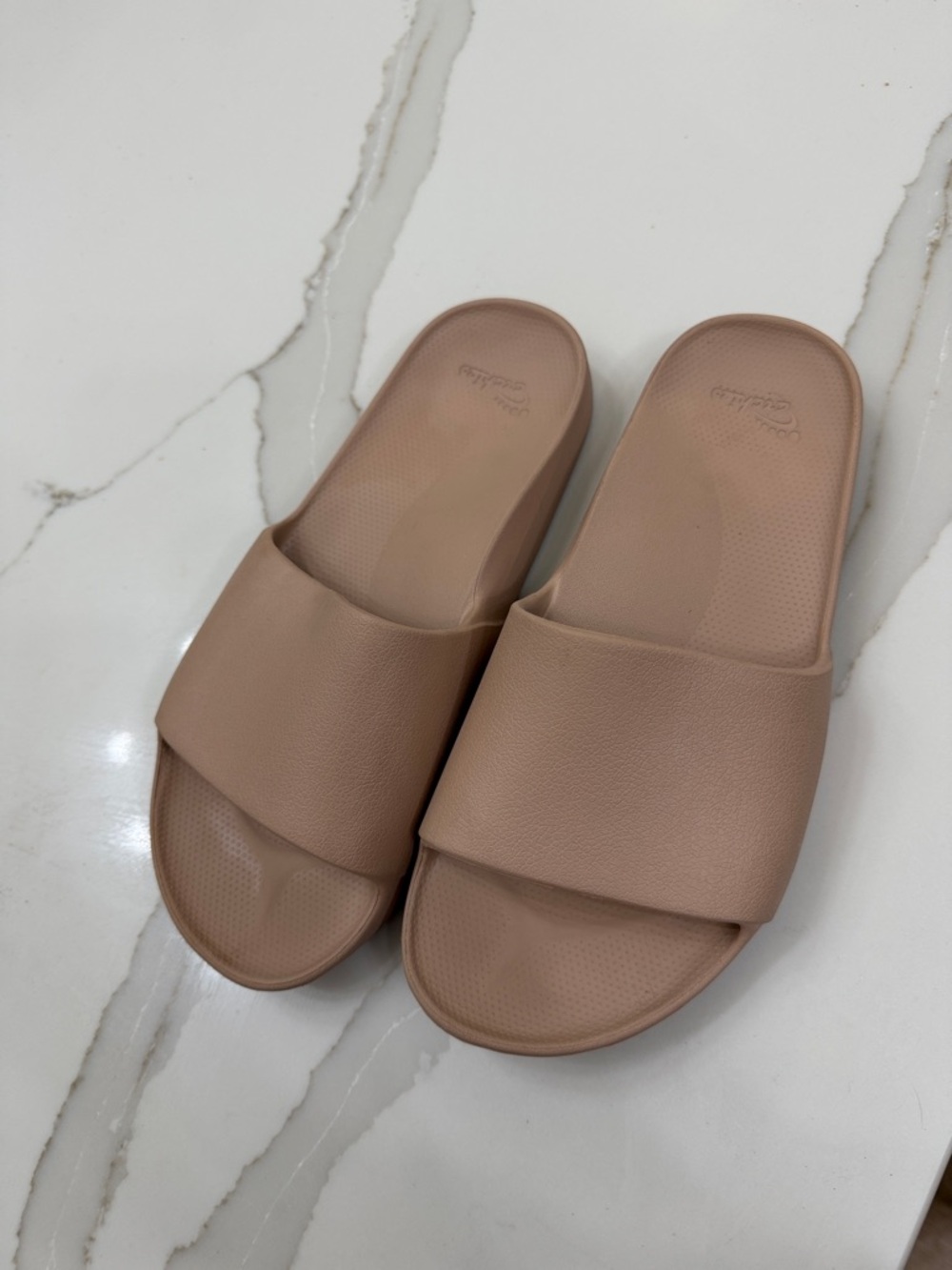 Archie's everyday Neutral Slide Sandals in Nude for Women